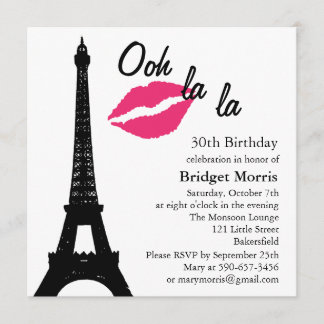 Ooh la la la la! Einladung zum Geburtstag (weiß)