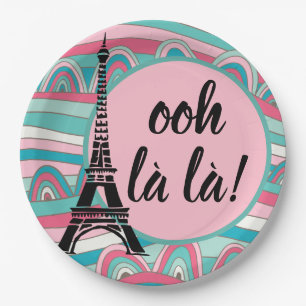 Ooh la la la/ Monogram French Chic Eiffelturm Pappteller