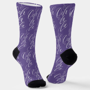 Ooh La La Lettering Artistic Ultraviolett Lila Socken