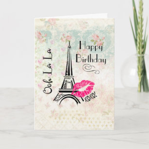 Ooh La La Paris Eiffelturm Alles Gute zum Geburtst Karte