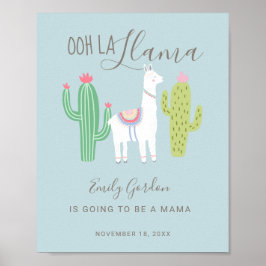 Ooh La Llama Babydusche niedlicher Baby Blue Poster