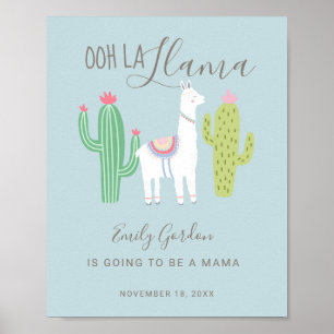 Ooh La Llama Babydusche niedlicher Baby Blue Poster