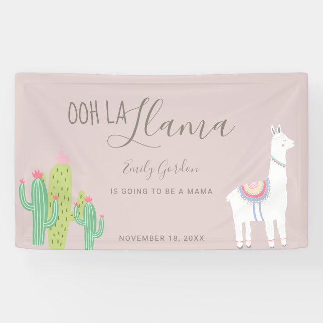 Ooh La Llama Babydusche Succulents hellgrau Banner (Horizontal)