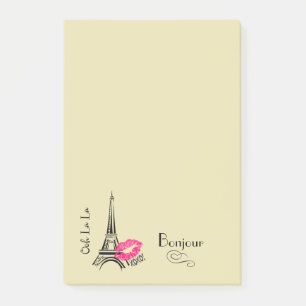 Ooh La Paris Eiffel Tower Bonjour Post-it Klebezettel