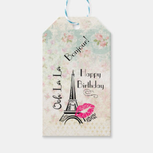 Ooh La Paris Eiffel Tower Happy Birthday Geschenkanhänger