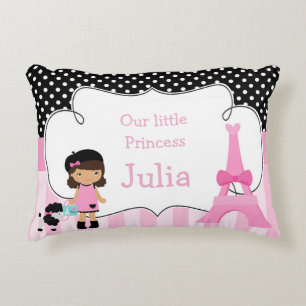 Ooh la Paris Eiffel Tower Pink und Black Dekokissen