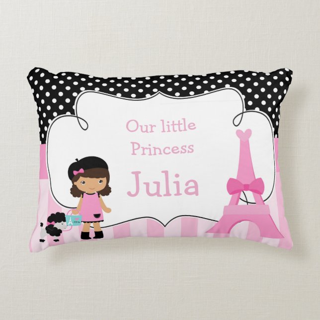 Ooh la Paris Eiffel Tower Pink und Black Dekokissen (Vorderseite)