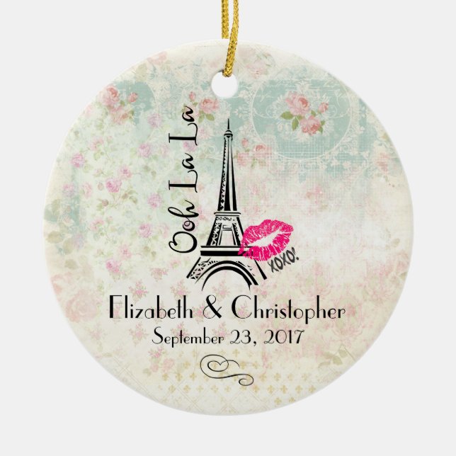 Ooh La Paris Eiffel Tower Wedding Keramikornament (Vorne)