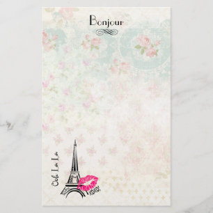Ooh La Paris Eiffelturm auf Vintagem Muster Briefpapier