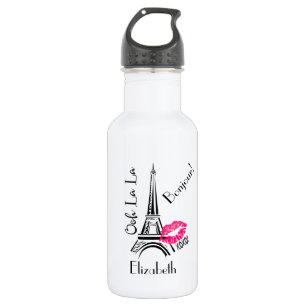 Ooh La Paris Eiffelturm mit rosa Lippen Edelstahlflasche