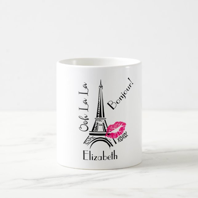 Ooh La Paris Eiffelturm mit rosa Lippen Tasse (Mittel)