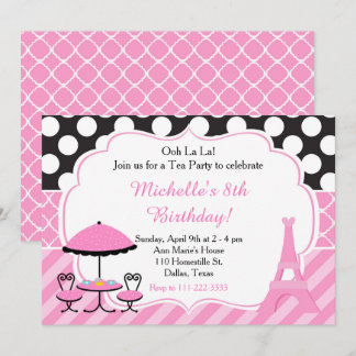 Ooh la Paris Tea Birthday Party Einladung