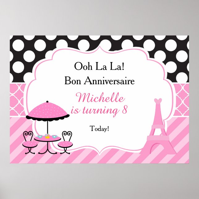 Ooh la Paris Tea Birthday Poster (Vorne)