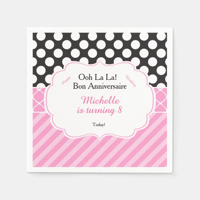 Ooh la Paris Tea Birthday Serviette (Vorderseite)
