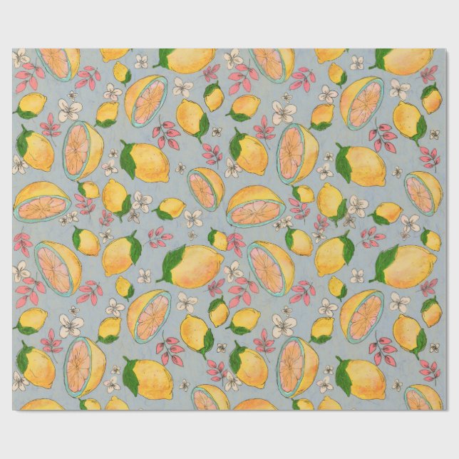 Ooh Lemon Wrapping Paper 2 Geschenkpapier (Flach)