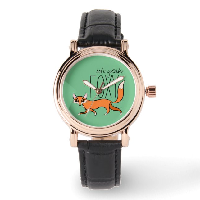 Ooh Yeah Foxy Niedlich Fox Slogan Armbanduhr (Vorderseite)