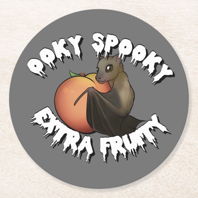 Ooky Spooky Bat Runder Pappuntersetzer (Vorderseite)
