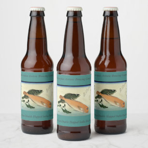 Oomon-hata & Shiro-amadai - Hiroshige's Fish Print Bierflaschenetikett