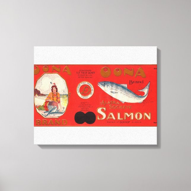 Oona Brand Lachs Label Leinwanddruck (Vorderseite)