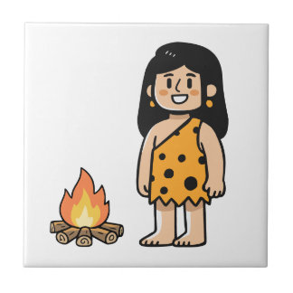Oona Höhlenfrau & Feuer Fliese