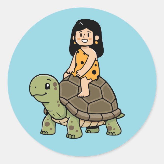 Oona und die Schildkröte Runder Aufkleber (Vorderseite)