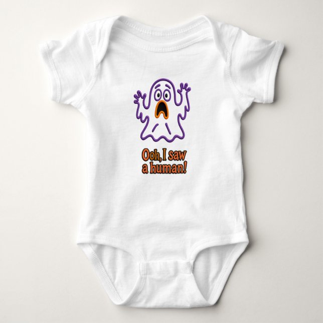 Oooh, I Saw a Human! – Funny Ghost Halloween Baby Strampler (Vorderseite)