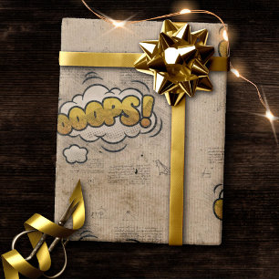 OOOPS! Vintages Comic Buch Steampunk Pop Art Wrapp Geschenkpapier