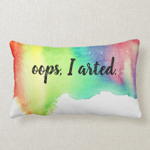 Oops arted ich Kunst-Regenbogen-Aquarell-lustiges Lendenkissen