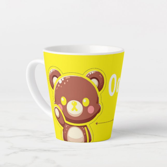 Oops! Cute Teddy Bear Mug – Fun Yellow Coffee Cup Milchtasse (Linke Ecke)