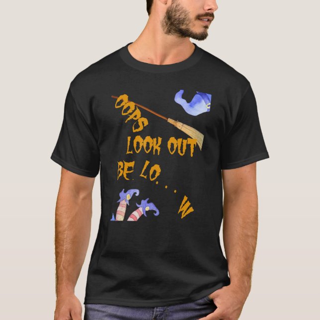 Oops gefallen Flying Hexe Halloween T-Shirt (Vorderseite)