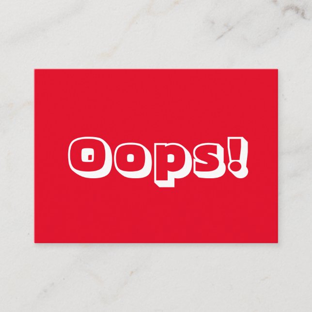 Oops Oops! Sorry red white modern fett Karte (Vorderseite)