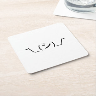 Oops Shrug Emoticon Ø\_(シ_/ Japanisch Kaomoji Rechteckiger Pappuntersetzer