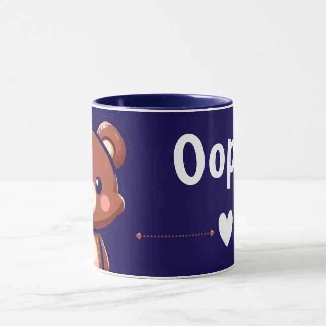 Oops Teddy Bear Coffee Mug with Heart | Cute Blue  Tasse (Zentrum)