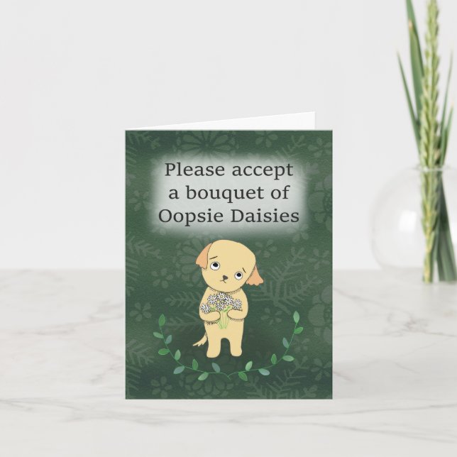 Oopsie Daisies Lighthearted Niedlich Puppy Entschu Karte (Vorderseite)