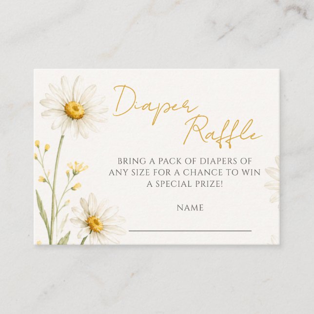 Oopsie Daisy Baby Shower Windel-Raffle Begleitkarte (Vorderseite)