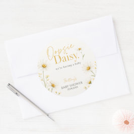 Oopsie Daisy Minimalistische Babyparty Runder Aufkleber