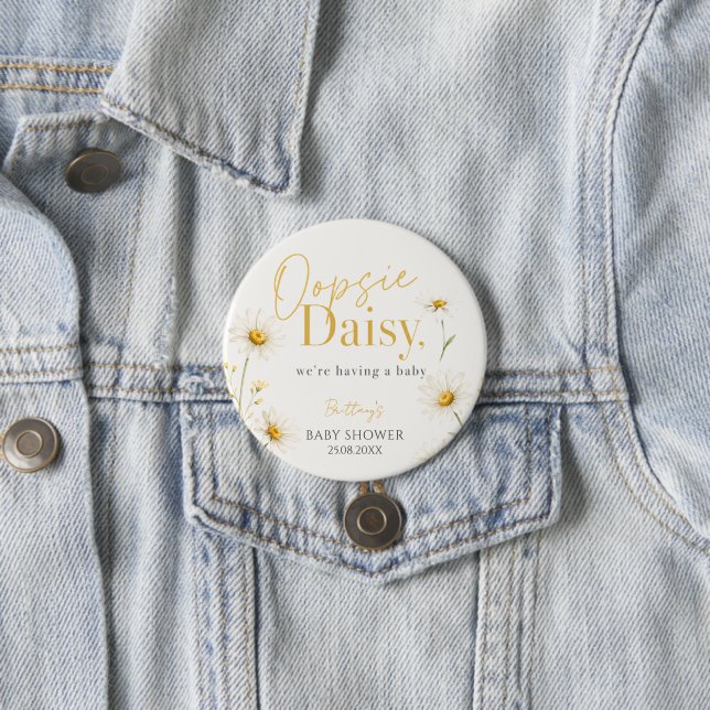 Oopsie Daisy Minimalistische Wasserfarbe Babyparty Button (Beispiel)