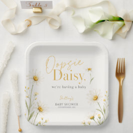 Oopsie Daisy Minimalistische Wasserfarbe Babyparty Pappteller