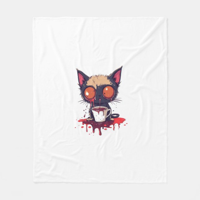 Oopsie Meow - Sad Kawaii Cat Coffee Lover Fleecedecke (Vorderseite)