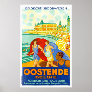 Oostende Belgium Vintage Travel Poster Zurück