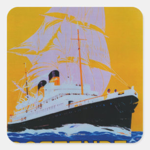 Oostende Dover Vintage PosterEuropa Quadratischer Aufkleber