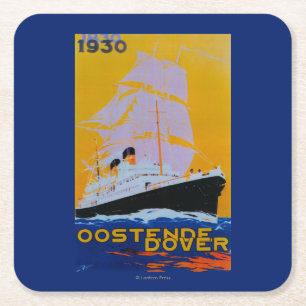Oostende Dover Vintages PosterEurope Rechteckiger Pappuntersetzer