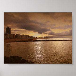 Oostende zonsondergang poster