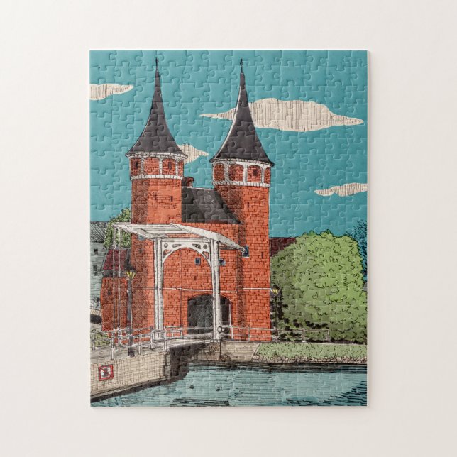 Oosterpoort Eastern Gate Delft Niederlande Puzzle (Vertikal)
