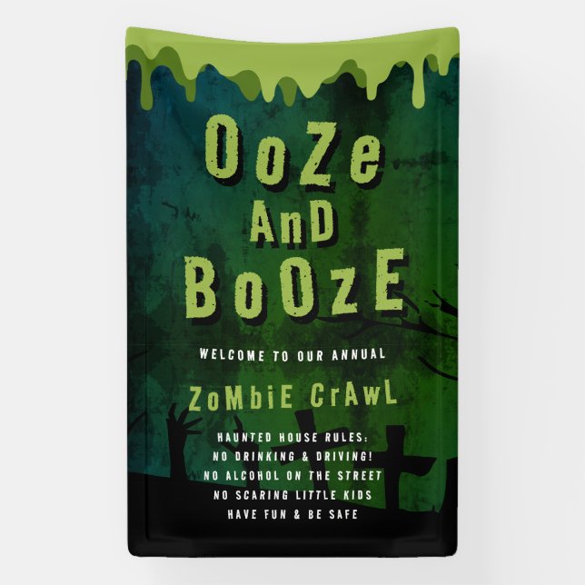 Ooze And Booze Halloween Zombie Crawl Welcome Banner (Vertikal)