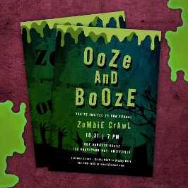 Ooze und Booze Beängstigende Halloween Zombie Craw Einladung