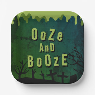 Ooze und Booze Beängstigende Halloween Zombie Craw Pappteller