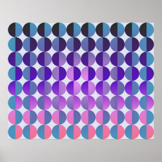 Op Art Big Circles by Halb Blue Lila und Magenta Poster