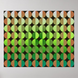 Op Art Big Circles von halb orange und grün Poster