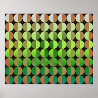 Op Art Big Circles von halb orange und grün Poster